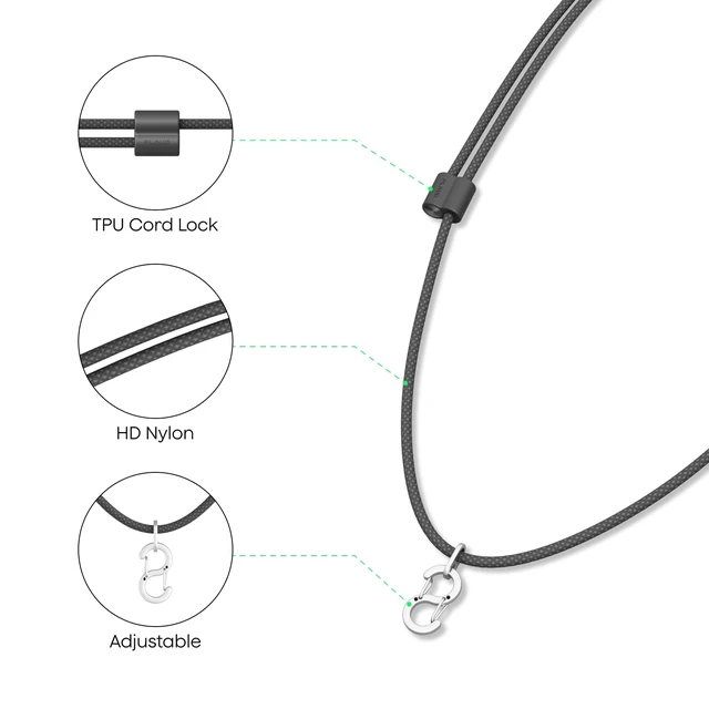 Alt view image 7 of 7 - NotePin Neck Strap Lanyard, Adjustable Length 815 inches, Secure Alloy Hook, Accessory for NotePin AI Voice Recorder