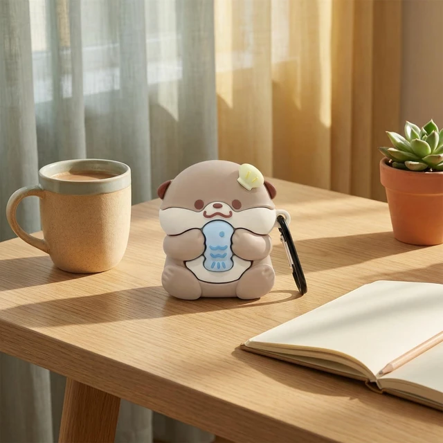 Alt view image 5 of 7 - for Airpods Pro/Pro2 Case, 3D Kawaii Otter Design Earbuds Cover Cute Animal Case Compatible with Airpods Pro 2nd/1st Generation, Silicone Shockproof Earphone Protector, Earbuds Accessories