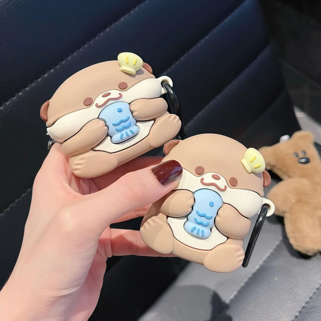 Alt view image 6 of 7 - for Airpods Pro/Pro2 Case, 3D Kawaii Otter Design Earbuds Cover Cute Animal Case Compatible with Airpods Pro 2nd/1st Generation, Silicone Shockproof Earphone Protector, Earbuds Accessories