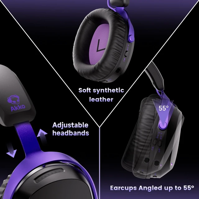Alt view image 2 of 7 - GH300 Wireless Gaming Headphone, Quad-Mode Connectivity Black Headset with 50mm Drivers, Virtual 7.1 Surround Sound, Noise Cancelling Mic, RGB Lights Compatible with Laptop, Desktops