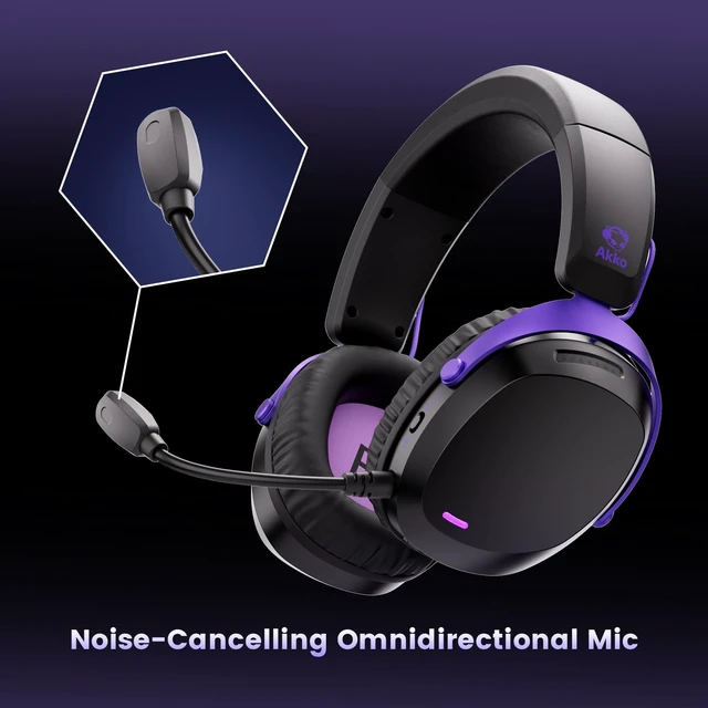 Alt view image 3 of 7 - GH300 Wireless Gaming Headphone, Quad-Mode Connectivity Black Headset with 50mm Drivers, Virtual 7.1 Surround Sound, Noise Cancelling Mic, RGB Lights Compatible with Laptop, Desktops