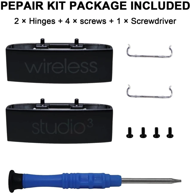 Alt view image 6 of 7 - Replacement Headband Metal Folding Hinge Clip Cover Pin Repair Parts Set Compatible with Studio 3 Studio 3.0 Wireless Over-Ear Headphones,Great Fit and Durable(Black)