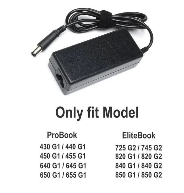 Alt view image 2 of 6 - 65W for HP Probook Laptop Charger 650 640 645 655 450 455 430 440 G1 for EliteBook 840 850 G2 G1 / Pavilion DV7 DV6 Power Cord