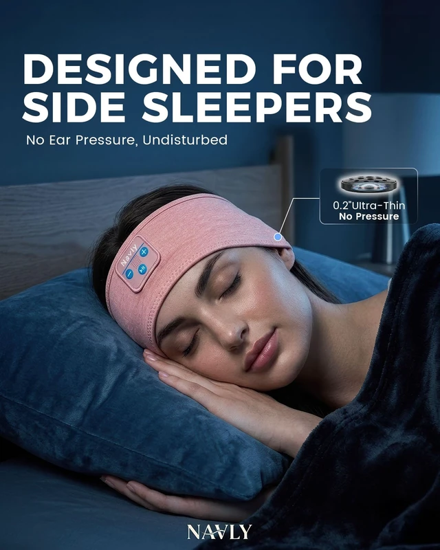 Alt view image 2 of 7 - Bluetooth 5.4 Sleep Headphones - 3-in-1 Wireless Music Sleep Headphones Featuring Ultra-Thin Stereo Speakers, Designed for Side Sleepers, Meditation, Travel, and Sports (Cherry Blossom Pink)