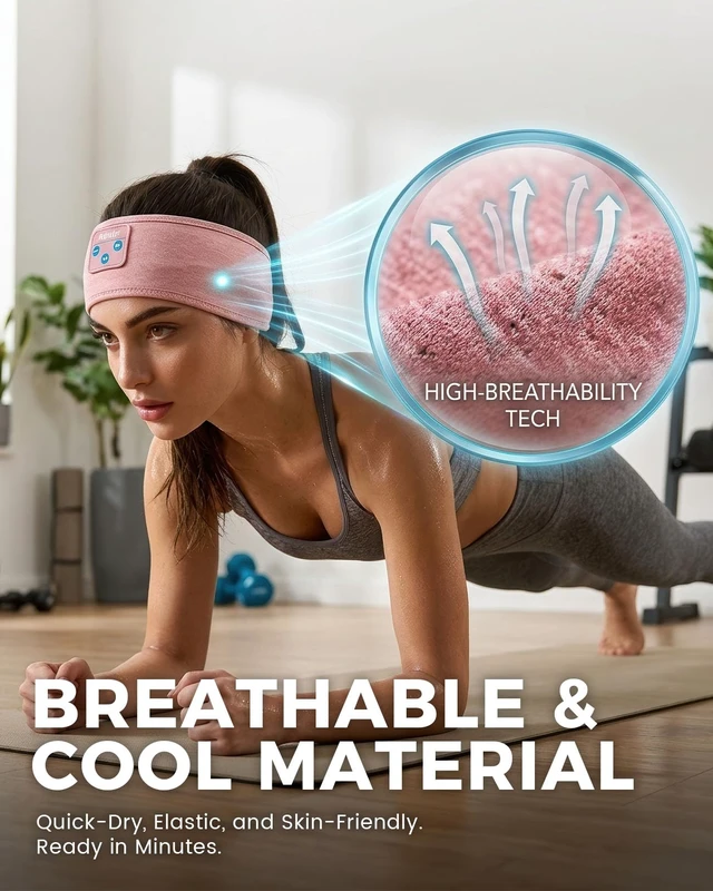 Alt view image 3 of 7 - Bluetooth 5.4 Sleep Headphones - 3-in-1 Wireless Music Sleep Headphones Featuring Ultra-Thin Stereo Speakers, Designed for Side Sleepers, Meditation, Travel, and Sports (Cherry Blossom Pink)