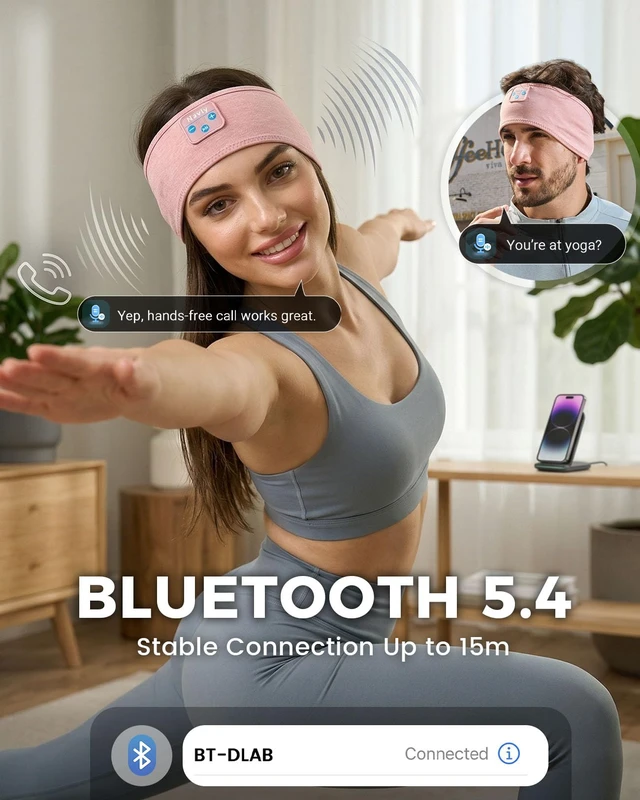 Alt view image 4 of 7 - Bluetooth 5.4 Sleep Headphones - 3-in-1 Wireless Music Sleep Headphones Featuring Ultra-Thin Stereo Speakers, Designed for Side Sleepers, Meditation, Travel, and Sports (Cherry Blossom Pink)