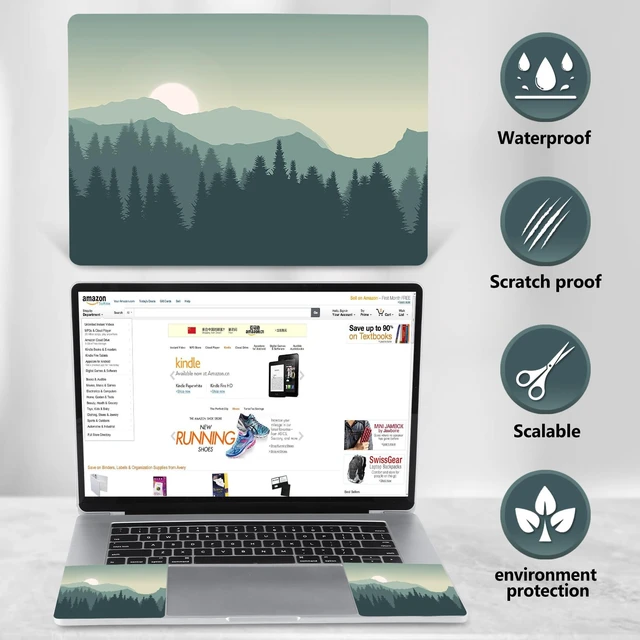 Alt view image 5 of 7 - Laptop Skin Sticker Decal, 17 17.3 inch Laptop Art Decal Universal Cover, Decorative Stickers Notebook Skin Protector, Forest Sunset