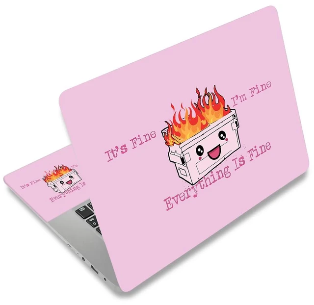 Main image of Laptop Skin Sticker Decal, 17 17.3 inch Laptop Art Decal Universal Cover, Decorative Stickers Notebook Skin Protector, I'm Fine Pink