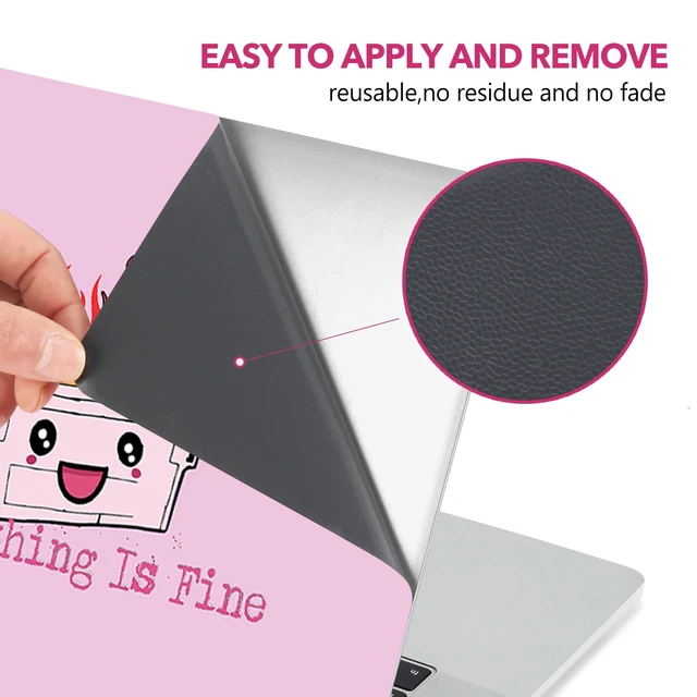 Alt view image 4 of 7 - Laptop Skin Sticker Decal, 17 17.3 inch Laptop Art Decal Universal Cover, Decorative Stickers Notebook Skin Protector, I'm Fine Pink