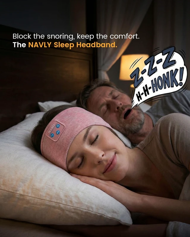 Alt view image 5 of 7 - Bluetooth 5.4 Sleep Headphones - 3-in-1 Wireless Music Sleep Headphones Featuring Ultra-Thin Stereo Speakers, Designed for Side Sleepers, Meditation, Travel, and Sports (Cherry Blossom Pink)