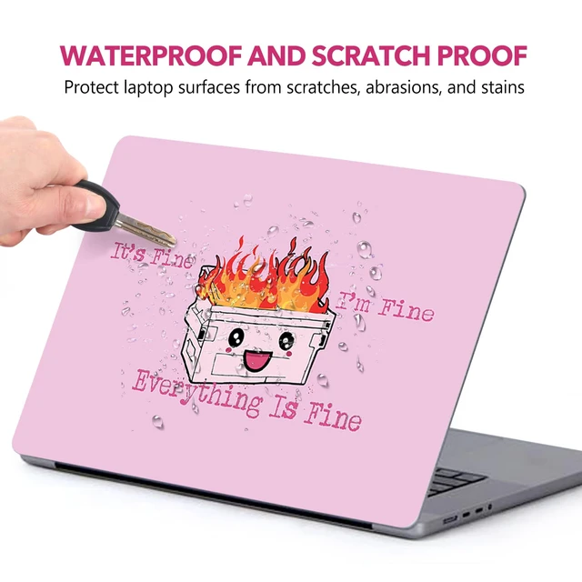 Alt view image 5 of 7 - Laptop Skin Sticker Decal, 17 17.3 inch Laptop Art Decal Universal Cover, Decorative Stickers Notebook Skin Protector, I'm Fine Pink