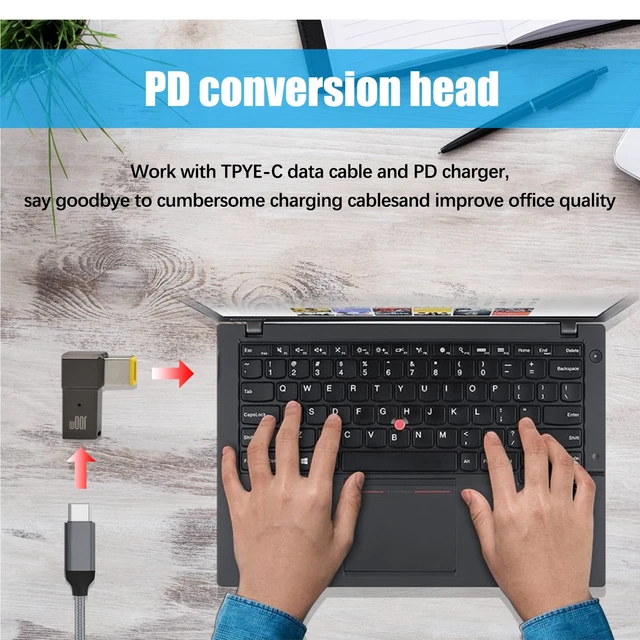 Alt view image 4 of 7 - 2Pcs USB C to Slim Tip Adapter, 100W 5A Laptop Charging Cable Adapter with USB C Female Input to Slim Tip Rectangle, Zinc Alloy PD Charge Converter for Lenovo Laptops