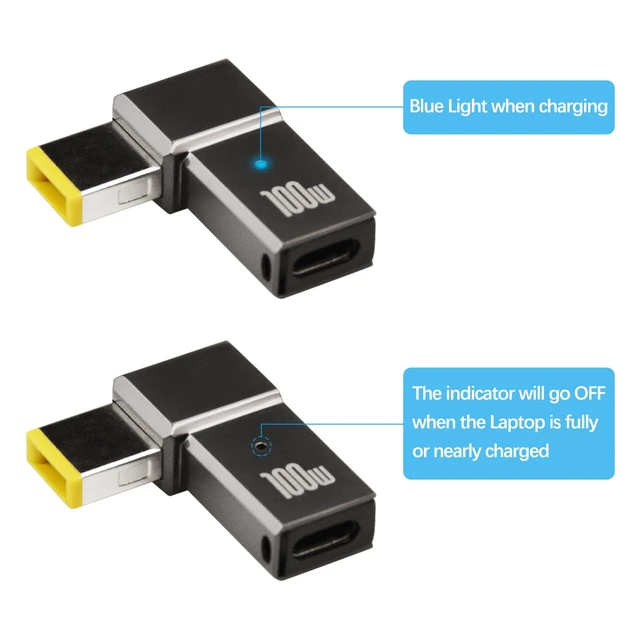 Alt view image 7 of 7 - 2Pcs USB C to Slim Tip Adapter, 100W 5A Laptop Charging Cable Adapter with USB C Female Input to Slim Tip Rectangle, Zinc Alloy PD Charge Converter for Lenovo Laptops