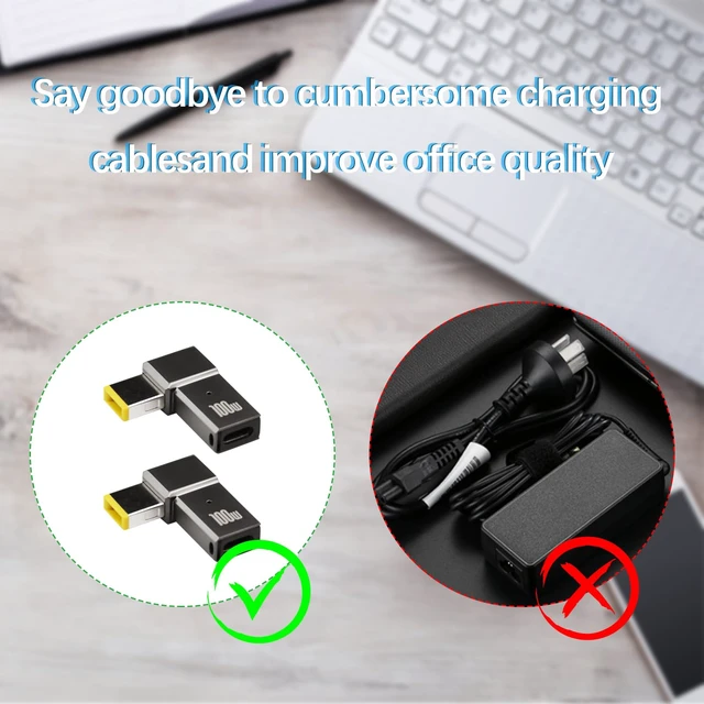 Alt view image 5 of 7 - 2Pcs USB C to Slim Tip Adapter, 100W 5A Laptop Charging Cable Adapter with USB C Female Input to Slim Tip Rectangle, Zinc Alloy PD Charge Converter for Lenovo Laptops