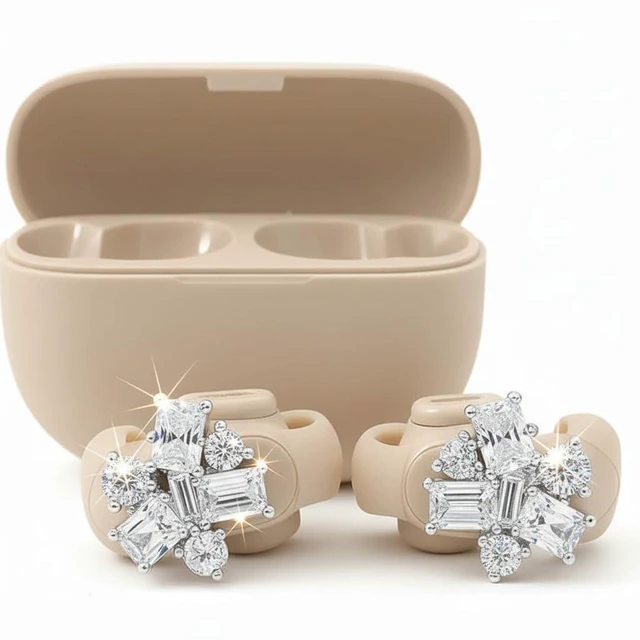 Main image of Clip on Earbuds Open Ear Accessories for Bose Ultra Open Earbuds Lightweight Clip-On Decor for Wireless Earbuds (Headphones not Included) (Square Diamond (Silver))