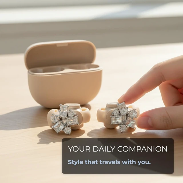 Alt view image 2 of 6 - Clip on Earbuds Open Ear Accessories for Bose Ultra Open Earbuds Lightweight Clip-On Decor for Wireless Earbuds (Headphones not Included) (Square Diamond (Silver))