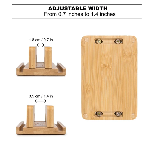 Alt view image 4 of 7 - 3 Slots Bamboo Wood Vertical Laptop Stand, Adjustable Wooden Laptop Holder, Non-Slip Laptop Dock Compatible with Apple MacBook, Microsoft Surface, Gaming Laptops, IPad, Tablets