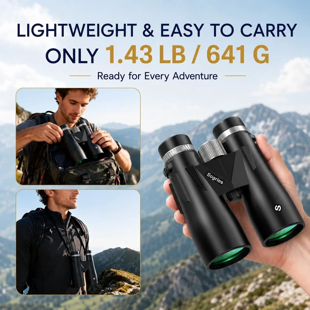 Alt view image 2 of 7 - 15x52 High Power Binoculars for Adults Hiking Safari Travel Sports Bright BAK4 Prism,FMC Lens,Shockproof,Waterproof,Fogproof for Stargazing