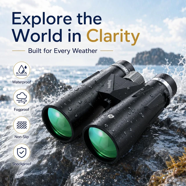Alt view image 3 of 7 - 15x52 High Power Binoculars for Adults Hiking Safari Travel Sports Bright BAK4 Prism,FMC Lens,Shockproof,Waterproof,Fogproof for Stargazing