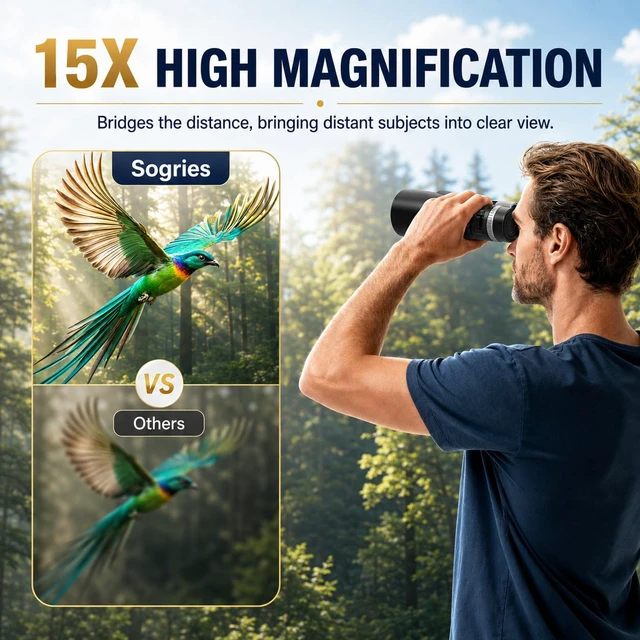 Alt view image 6 of 7 - 15x52 High Power Binoculars for Adults Hiking Safari Travel Sports Bright BAK4 Prism,FMC Lens,Shockproof,Waterproof,Fogproof for Stargazing