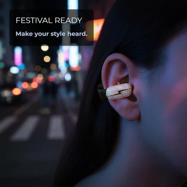 Alt view image 6 of 6 - Clip on Earbuds Open Ear Accessories for Bose Ultra Open Earbuds Lightweight Clip-On Decor for Wireless Earbuds (Headphones not Included) (Small Diamond (Gold))