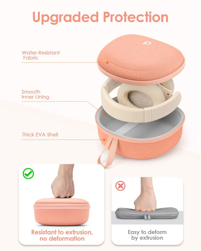 Alt view image 3 of 7 - Headphone Case for Soundcore/Beats/JBL Tune/Skullcandy/Bose/JLab/BERIBES for Over-Ear Noise Cancelling Foldable Headphones, Upgraded Splashproof, Hard Shell Protective Storage Bag