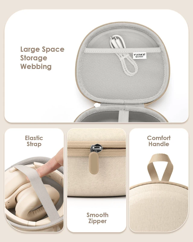 Alt view image 4 of 7 - Headphone Case for Soundcore/Beats/JBL Tune/Skullcandy/Bose/JLab/BERIBES for Over-Ear Noise Cancelling Foldable Headphones, Upgraded Splashproof, Hard Shell Protective Storage Bag