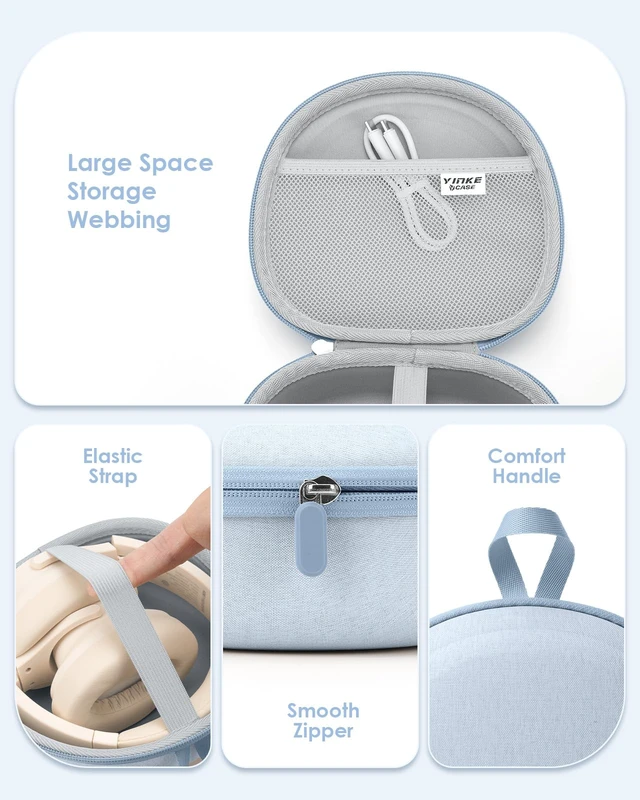 Alt view image 4 of 7 - Headphone Case for Soundcore/Beats/JBL Tune/Skullcandy/Bose/JLab/BERIBES for Over-Ear Noise Cancelling Foldable Headphones, Upgraded Splashproof, Hard Shell Protective Storage Bag