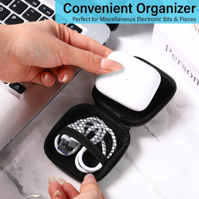 Alt view image 7 of 7 - 60 Pack Square Earbud Case Pouch Bulk with Clip, Black Portable Lightweight Square Storage Pouch with Clip, Perfect for Memory Cards, Camera Chips, Small Electronic Accessories