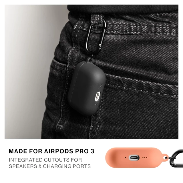 Alt view image 4 of 7 - Active Case for AirPods Pro 3 Silky Smooth Matte Silicone Case with Clip to Attach Anywhere (Apricot)