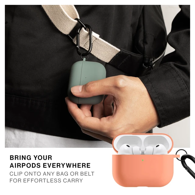 Alt view image 5 of 7 - Active Case for AirPods Pro 3 Silky Smooth Matte Silicone Case with Clip to Attach Anywhere (Apricot)