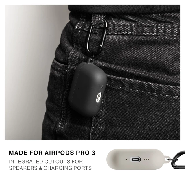 Alt view image 4 of 7 - Active Case for AirPods Pro 3 Silky Smooth Matte Silicone Case with Clip to Attach Anywhere (Sandstone)