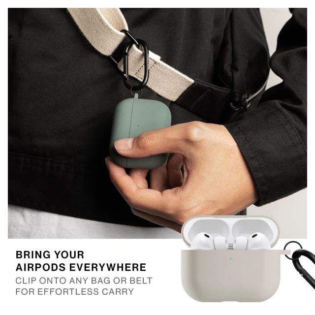 Alt view image 5 of 7 - Active Case for AirPods Pro 3 Silky Smooth Matte Silicone Case with Clip to Attach Anywhere (Sandstone)