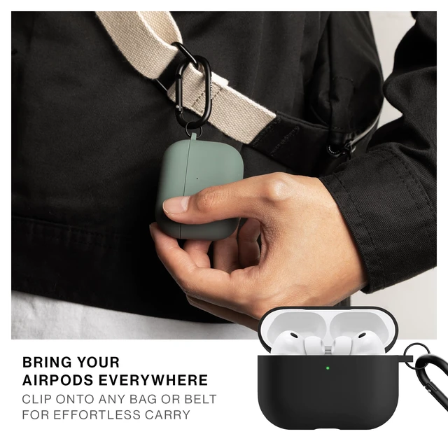 Alt view image 5 of 7 - Active Case for AirPods Pro 3 Silky Smooth Matte Silicone Case with Clip to Attach Anywhere (Black)