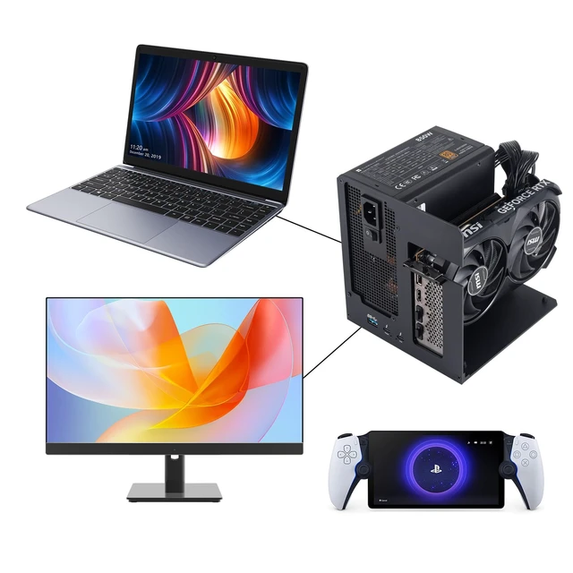 Alt view image 6 of 7 - External eGPU Dock, 2* Thunderbolt 4/3 USB4 Port, 85W PD eGPU Dock for Mini PCs, Laptops and Gaming Handhelds Compatible with NVIDIA/AMD PCIe,ATX Power Supply Windows 10/11
