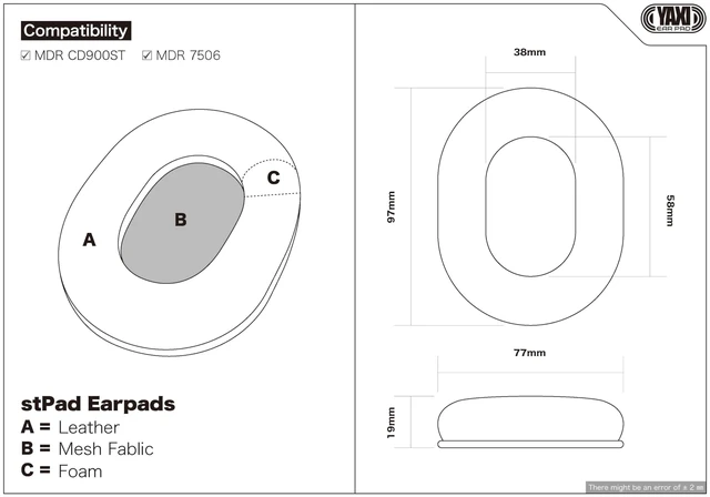 Alt view image 5 of 5 - stPad Earpads for Sony MDR7506 (1pair LR(Blue&Red) +1pair Black)