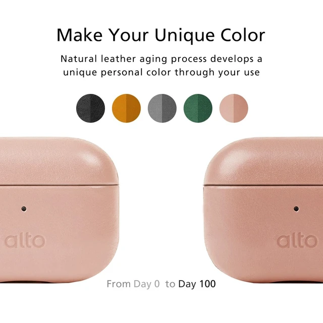 Alt view image 6 of 7 - Italian Leather Case Cover Compatible AirPods Pro 2nd Generation 2022 Women Men Protective Hard Shell Supports Wireless Charging LED Visible (Misty Pink, AirPods Pro 2)