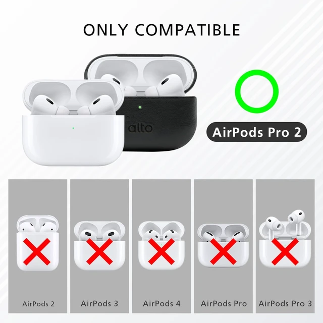 Alt view image 3 of 7 - Italian Leather Case Cover Compatible AirPods Pro 2nd Generation 2022 Women Men Protective Hard Shell Supports Wireless Charging LED Visible (Raven Black, AirPods Pro 2)
