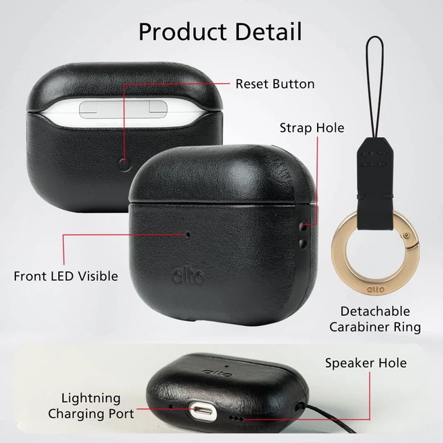 Alt view image 5 of 7 - Italian Leather Case Cover Compatible AirPods Pro 2nd Generation 2022 Women Men Protective Hard Shell Supports Wireless Charging LED Visible (Raven Black, AirPods Pro 2)