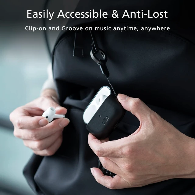 Alt view image 4 of 7 - Italian Leather Case Cover Compatible AirPods Pro 2nd Generation 2022 Women Men Protective Hard Shell Supports Wireless Charging LED Visible (Raven Black, AirPods Pro 2)