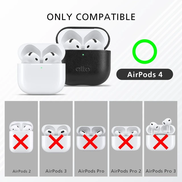 Alt view image 3 of 6 - Case for AirPods 4 with Keychain, Italian Leather Case Cover Compatible AirPods 4nd Generation Women Men Protective Hard Shell Supports Wireless Charging Front LED Visible (Raven Black)