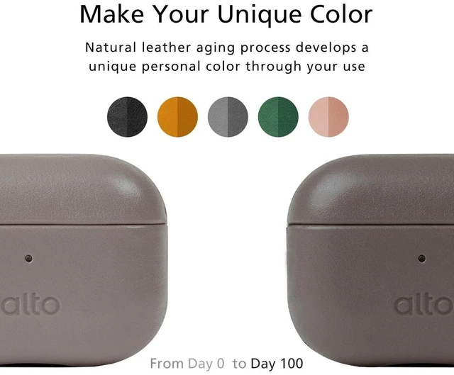 Alt view image 6 of 7 - Italian Leather Case Cover Compatible AirPods Pro 2nd Generation 2022 Women Men Protective Hard Shell Supports Wireless Charging LED Visible (Cement Gray, AirPods Pro 2)