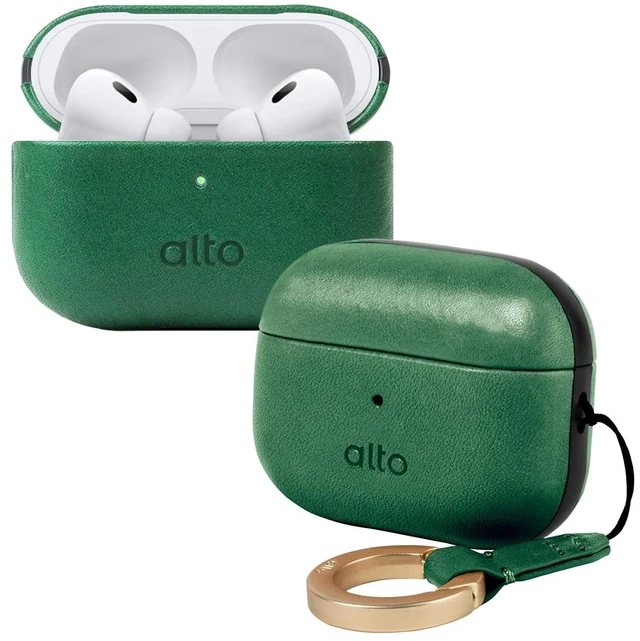 Main image of Italian Leather Case Cover Compatible AirPods Pro 2nd Generation 2022 Women Men Protective Hard Shell Supports Wireless Charging LED Visible (Forest Green, AirPods Pro 2)