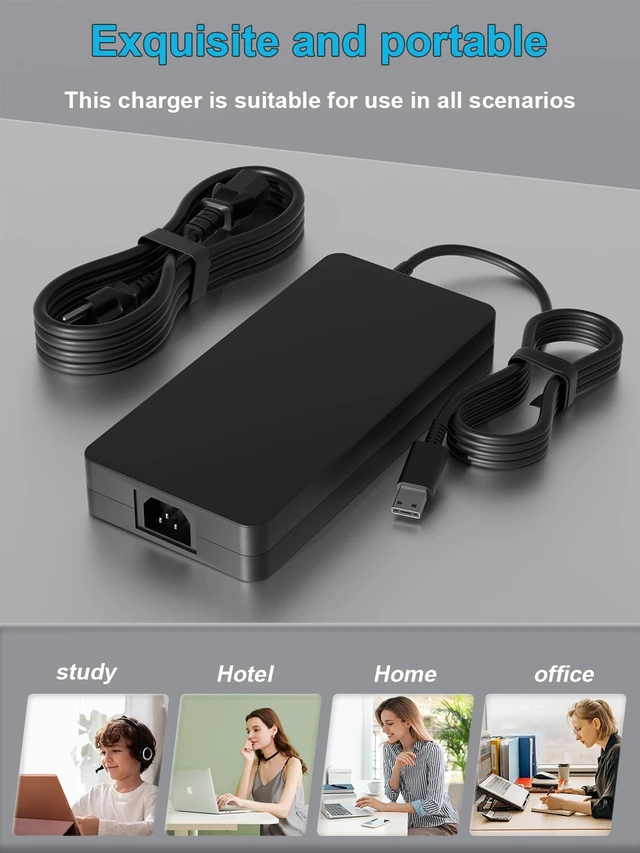Alt view image 7 of 7 - 240W AC Charger Compatible with Msi Stealth GS77 A16 17 16 AI Studio Creator 16 A16 AI Z17 Z16 HX Z16P GE66 Raider Vector GP77 GP76 GP66 Leopard Alpha 17 C7V WE76 Laptop