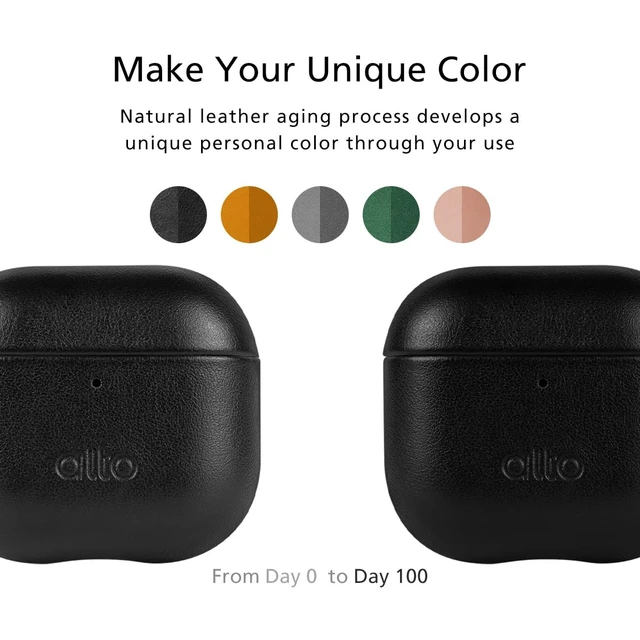 Alt view image 6 of 6 - Case for AirPods 4 with Keychain, Italian Leather Case Cover Compatible AirPods 4nd Generation Women Men Protective Hard Shell Supports Wireless Charging Front LED Visible (Raven Black)