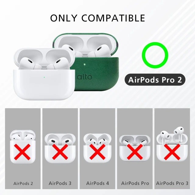 Alt view image 3 of 7 - Italian Leather Case Cover Compatible AirPods Pro 2nd Generation 2022 Women Men Protective Hard Shell Supports Wireless Charging LED Visible (Forest Green, AirPods Pro 2)
