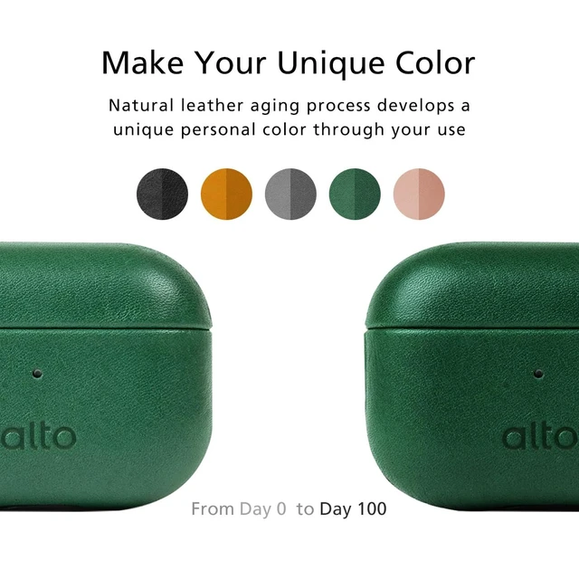 Alt view image 6 of 7 - Italian Leather Case Cover Compatible AirPods Pro 2nd Generation 2022 Women Men Protective Hard Shell Supports Wireless Charging LED Visible (Forest Green, AirPods Pro 2)