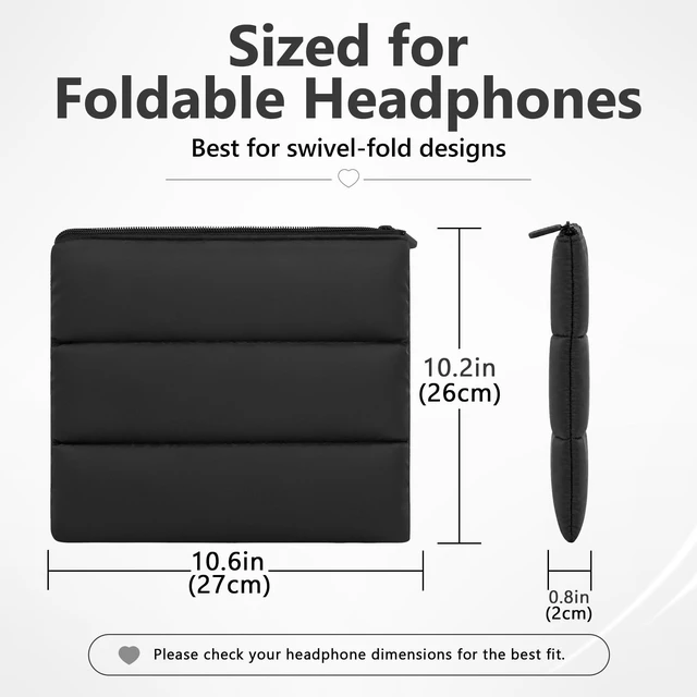 Alt view image 5 of 6 - NOVA Headphones Puffy Pouch, Compatible with Bose QC Ultra/45, JBL Tune 710BT, Sony WH-CH720N, Headset Carrying Bag, Soft Travel Pouch Case for Over-Ear Headphones (Black)