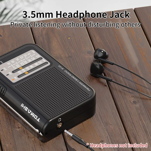 Alt view image 4 of 7 - AM FM SW Portable Transistor Radio, Battery Operated Radio Large tuning knob with a telescopic antenna and earphone jack. Compact vintage radio for seniors, travel and emergencies