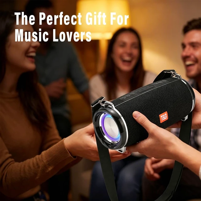 Alt view image 4 of 7 - 20W Loud Ourdoor Speaker with Strap, IPX5 Waterproof Portable Boombox 12H playtime, Deep base, Travel Bluetooth speaker,FM radio, TF/ USB/TWS. Ideal rugged gift for men, beach, golf,blue